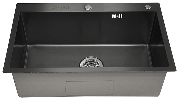 Кухонная мойка SMARTECH SM7545Black врезная 45х75х22 см, нержавеющая сталь