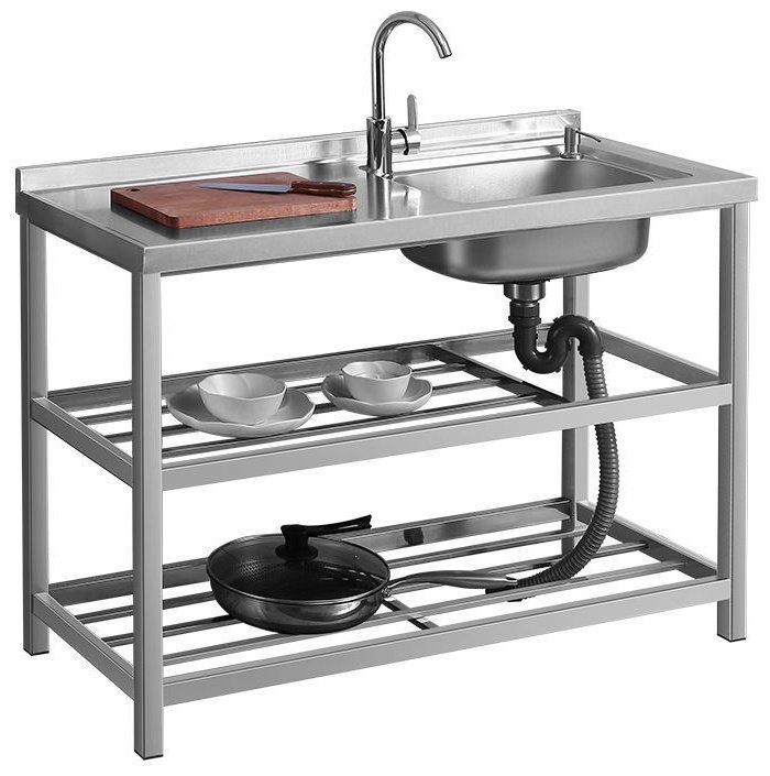 Кухонная мойка Vetta Drsmn002025 напольная 100х50х20 см, нержавеющая сталь, тон алюминиум