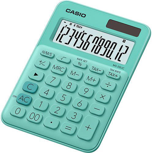 Калькулятор Casio MS-20UC-GN-W-EC зеленый