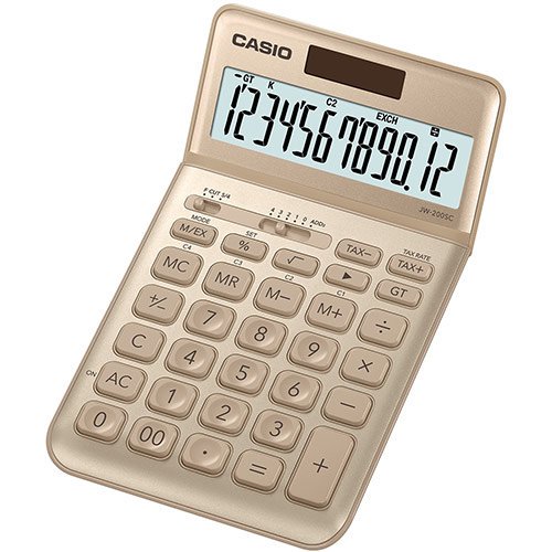 Калькулятор Casio JW-200SC-GD-S-EP золотистый