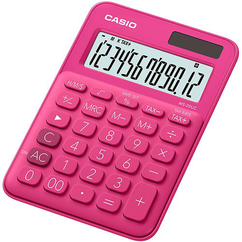 Калькулятор Casio MS-20UC-RD-W-EC розовый