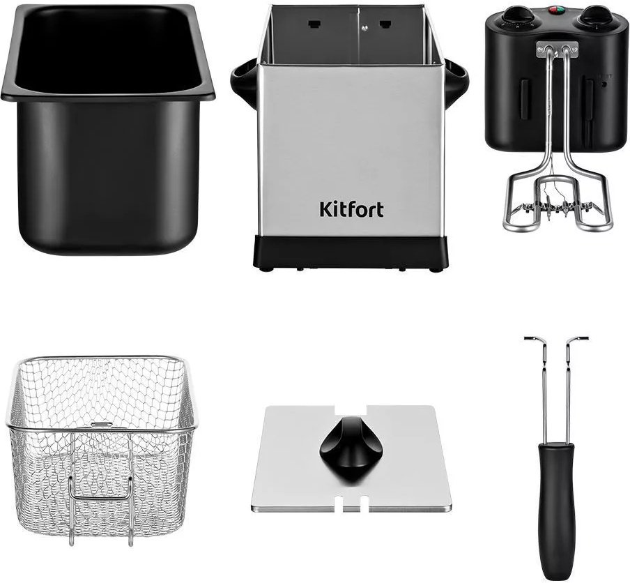 Фритюрница Kitfort KT-4052 черно-серебристая купить,0