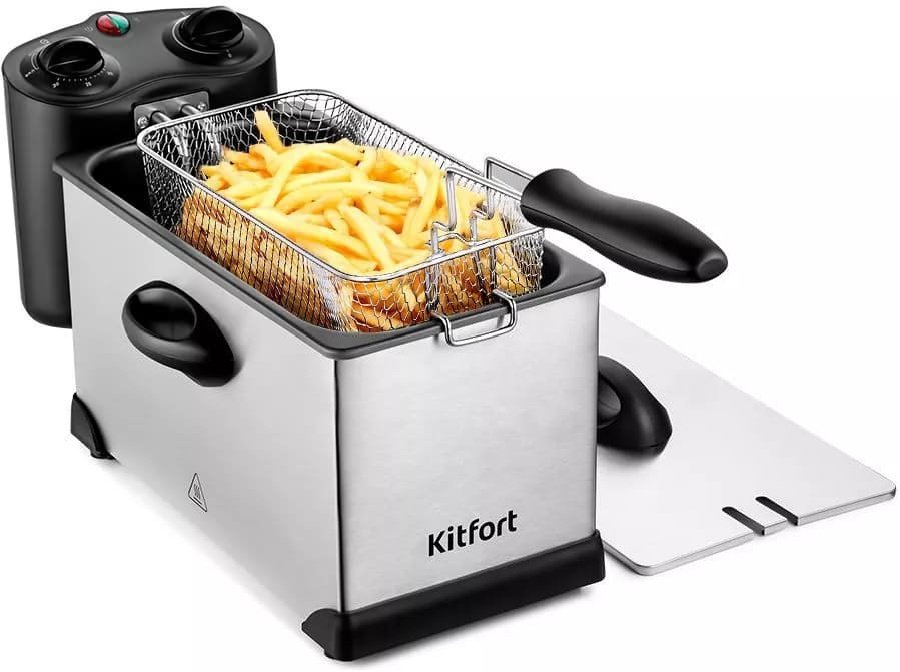 Фритюрница Kitfort KT-4052 черно-серебристая купить,0