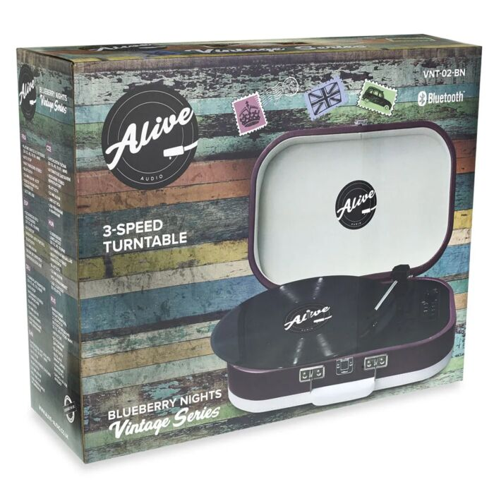 Виниловый проигрыватель Alive Audio Vintage Blueberry Nights c Bluetooth VNT-02-BN купить,NaN