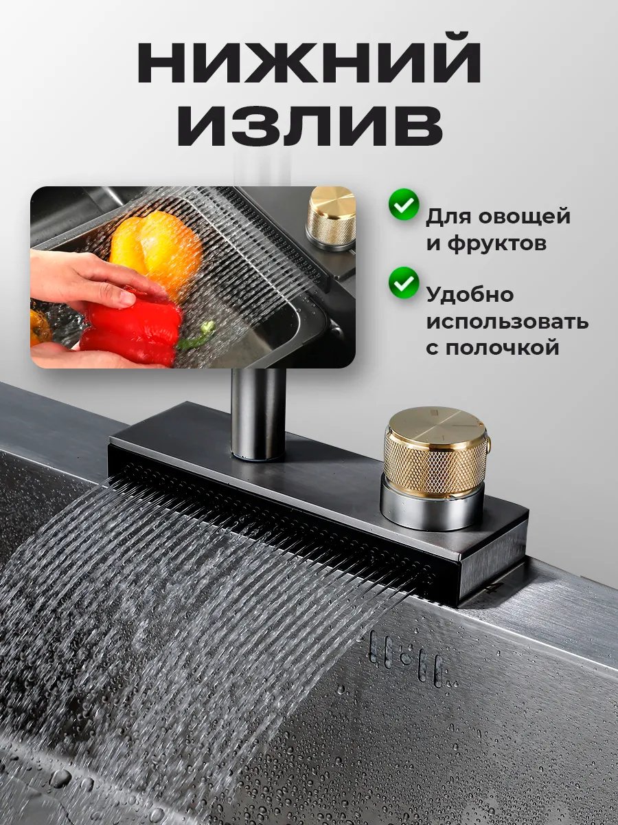 Кухонная мойка FY интегрированная 75х45х21 см, нержавеющая сталь, тон алюметаллик купить,0
