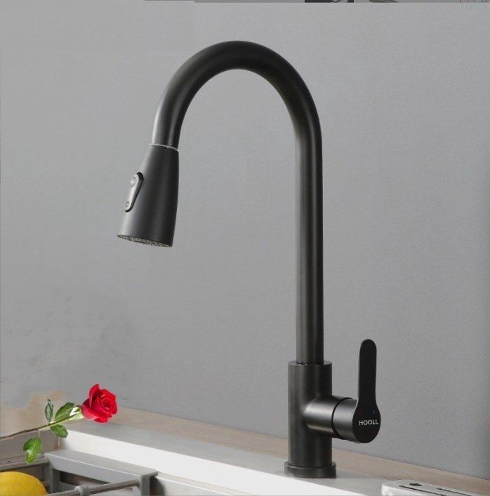 Смеситель для кухни SL015, нержавеющая сталь, цвет черный купить,6000
