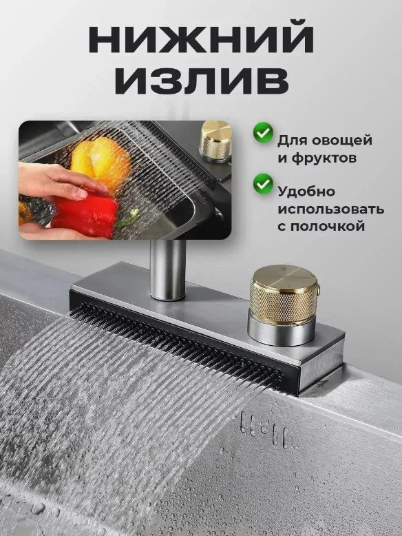 Кухонная мойка WIEKK 200339146 врезная 75х45х21 см, нержавеющая сталь, тон графитовый купить,0