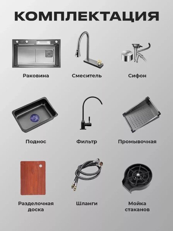 Кухонная мойка WIEKK 200339146 врезная 75х45х21 см, нержавеющая сталь, тон графитовый купить,0
