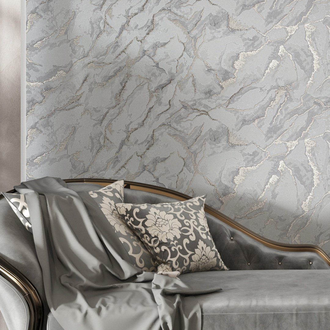 Обои Home Color рулонные HC31181-44 серые мрамор, основа флизелин (10x1.06 м) - ForteMarket Обои Home Color рулонные HC31181-44 серые мрамор, основа флизелин (10x1.06 м) купить,0