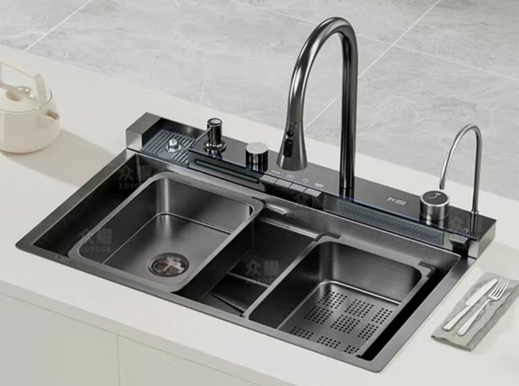 Кухонная мойка Moy0040 Черный графит врезная 75х45х21 см, нержавеющая сталь