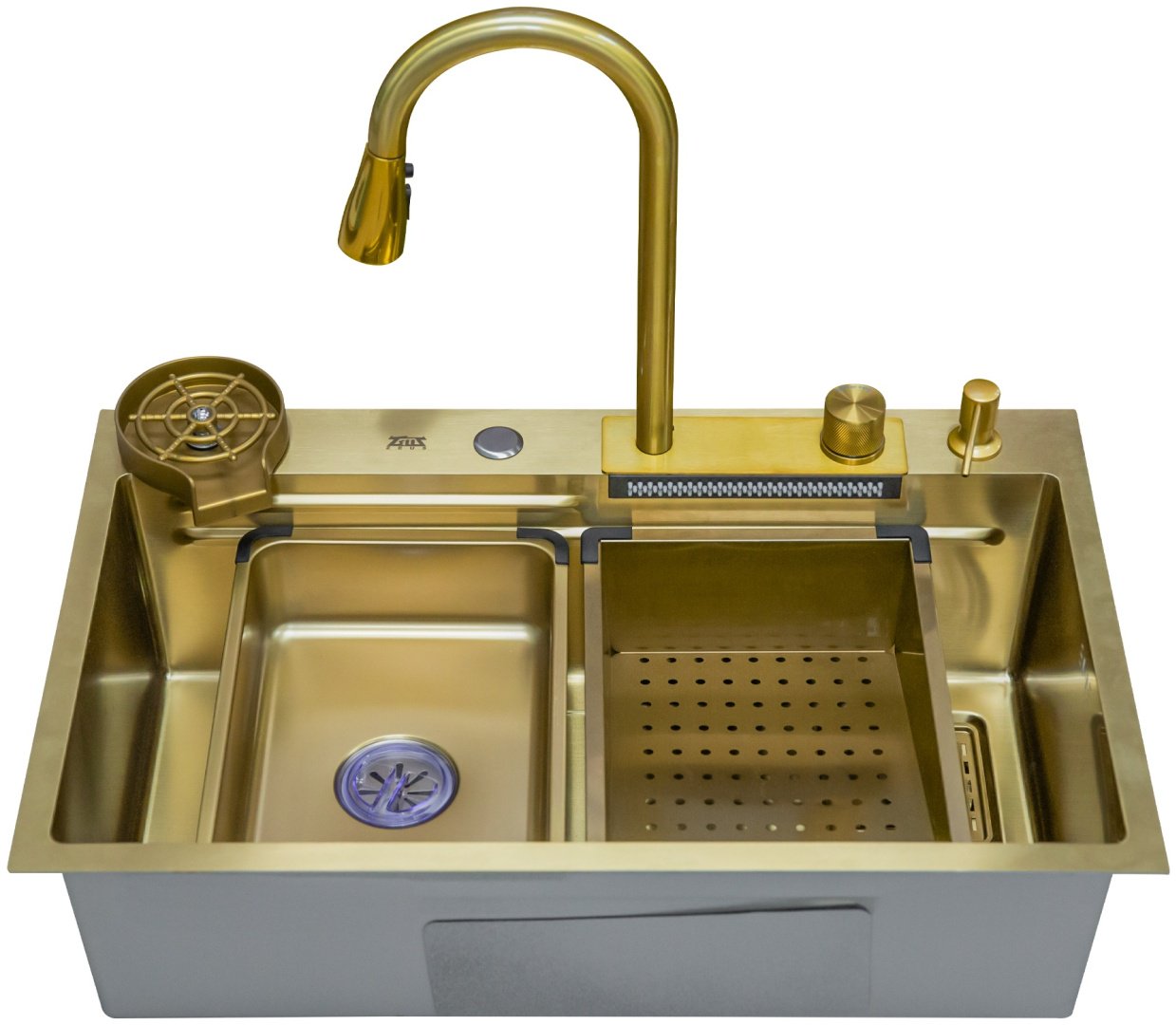 Кухонная мойка ZEUS 7545 Gold Золото врезная 75х45х22 см, нержавеющая сталь