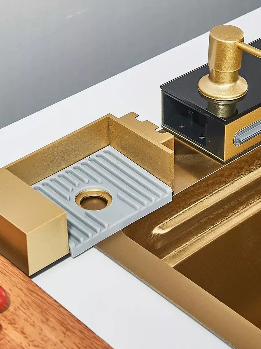 Кухонная мойка KS-whaleGold подстольная 75х45х22 см, нержавеющая сталь, тон золотистый купить,0
