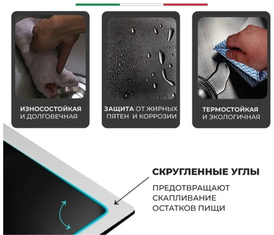Кухонная мойка A BLVD аква сити 60 45 черный графит врезная 60х45х22 см, нержавеющая сталь купить,NaN