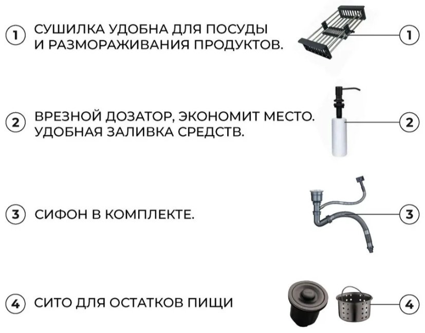 Кухонная мойка A BLVD аква сити 60 45 черный графит врезная 60х45х22 см, нержавеющая сталь купить,NaN