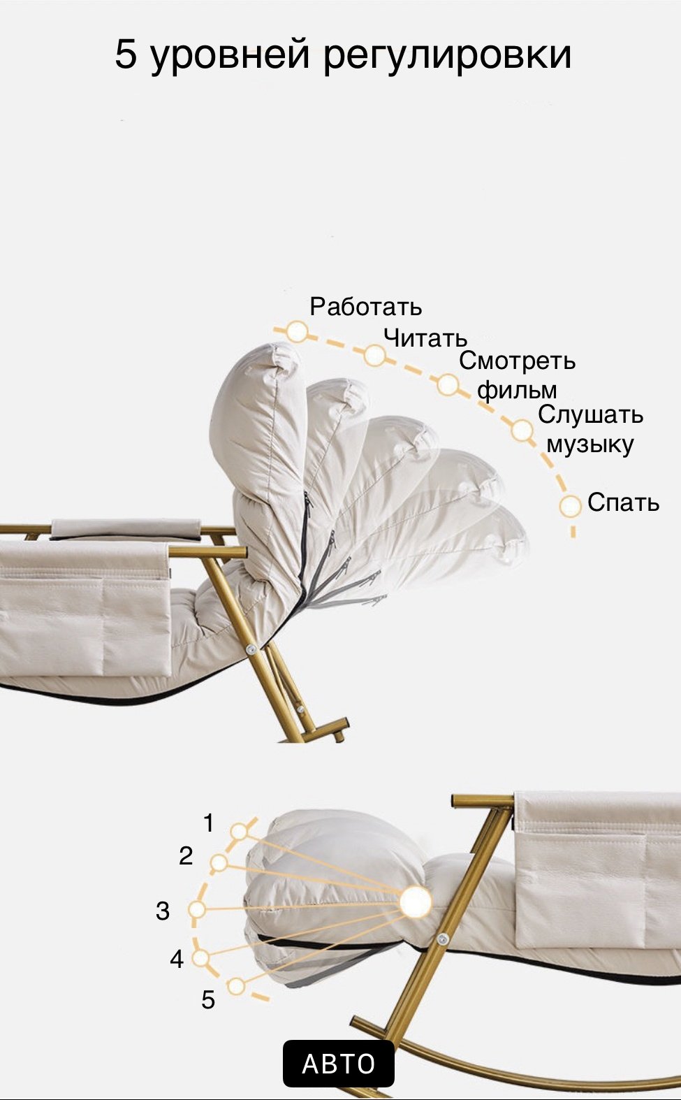 Кресло-качалка 750890, обивка техническая ткань, серый купить,0