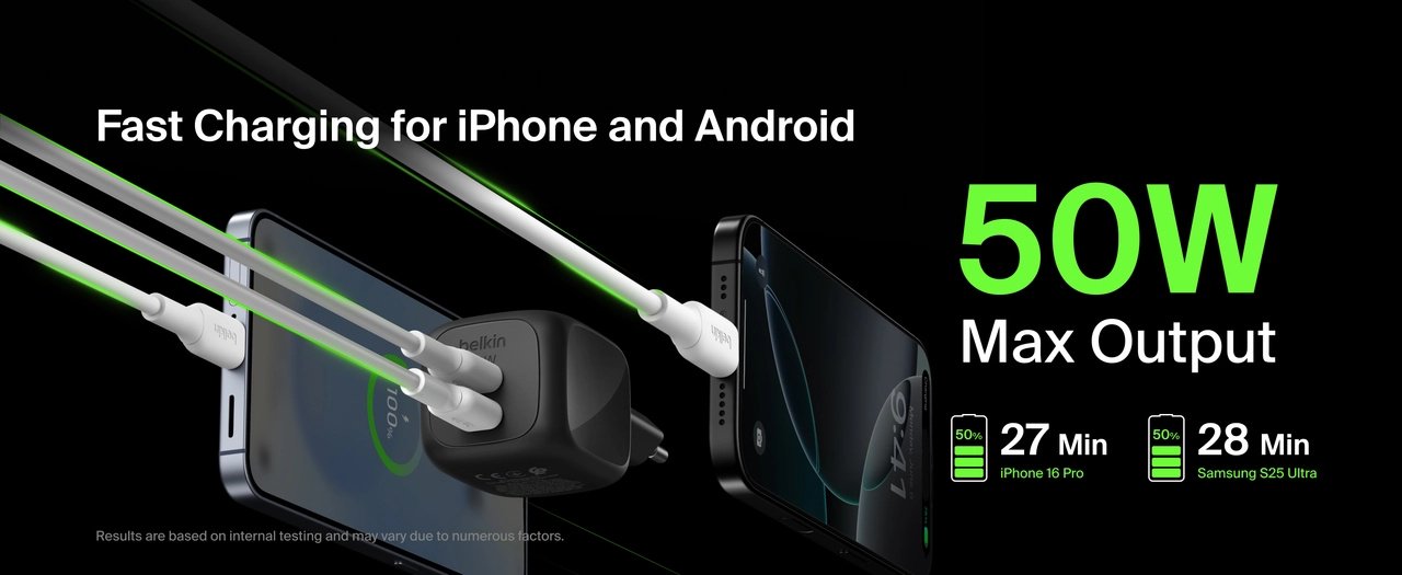 Зарядное устройство Belkin WCH019KQBK USB Type-C 50 Вт черный - ForteMarket Зарядное устройство Belkin WCH019KQBK USB Type-C 50 Вт черный купить,18660