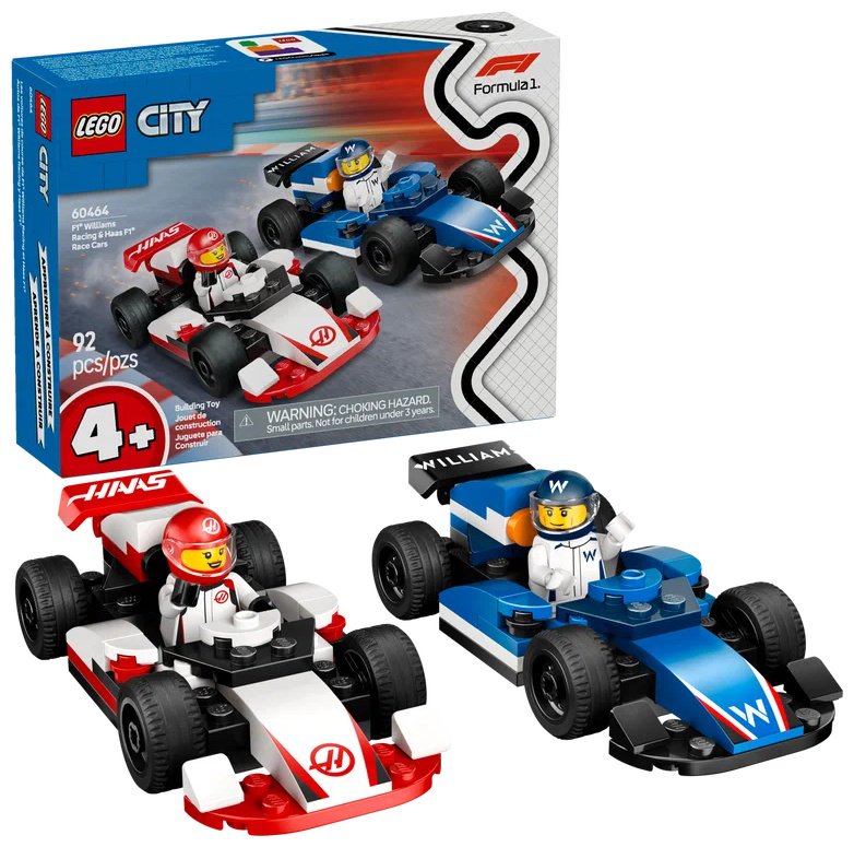 Конструктор LEGO Болиды F1 Williams Racing и Haas F1 60464, деталей 92 шт