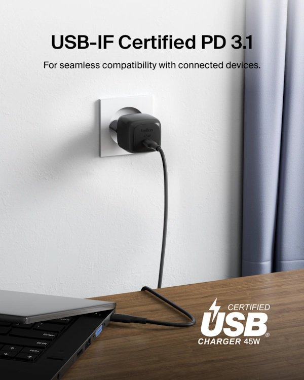 Зарядное устройство Belkin WCA013KQBK USB Type-C 45 Вт черный купить,15354