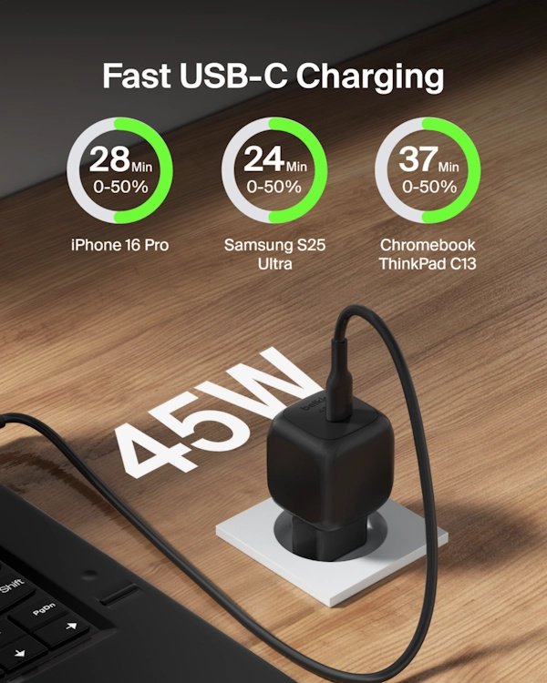 Зарядное устройство Belkin WCA013KQBK USB Type-C 45 Вт черный купить,15354