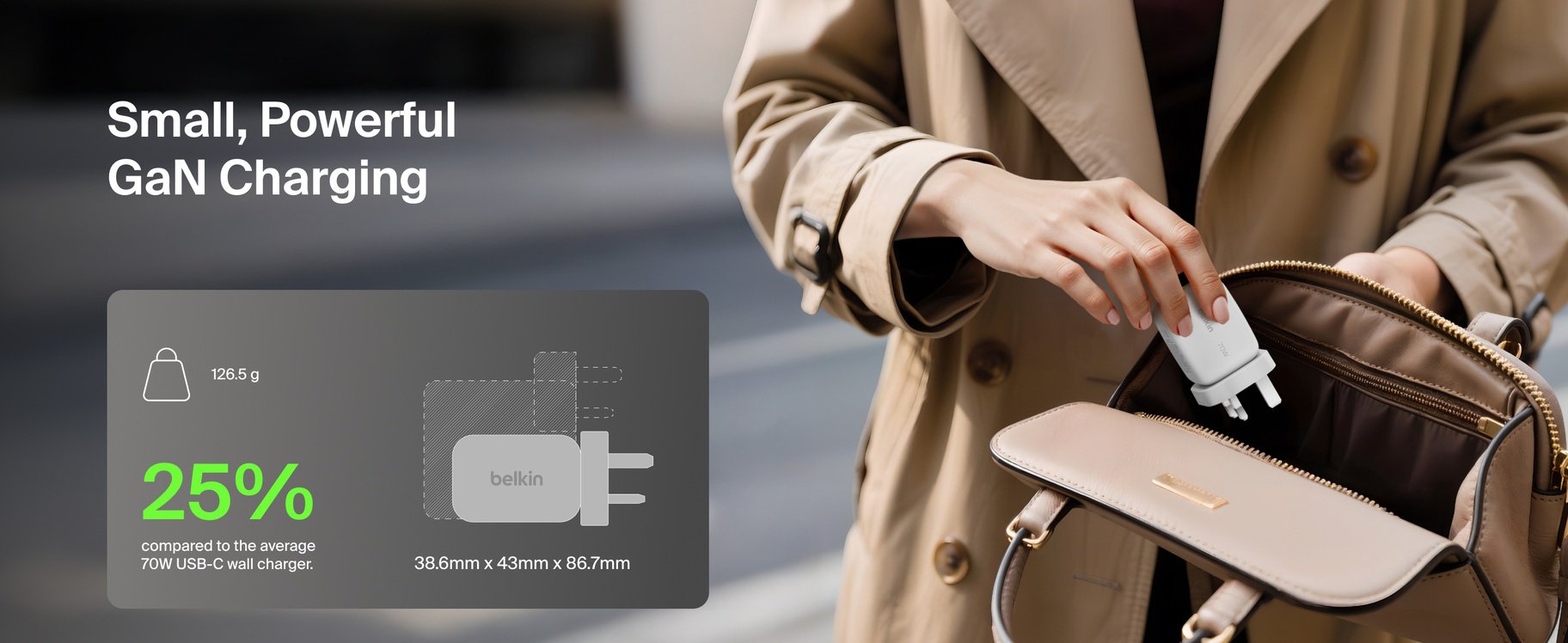 Зарядное устройство Belkin WCH018HQWH USB Type-C, USB 70 Вт белый купить,30362