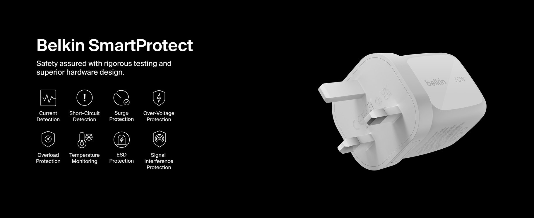 Зарядное устройство Belkin WCH018HQWH USB Type-C, USB 70 Вт белый купить,30362