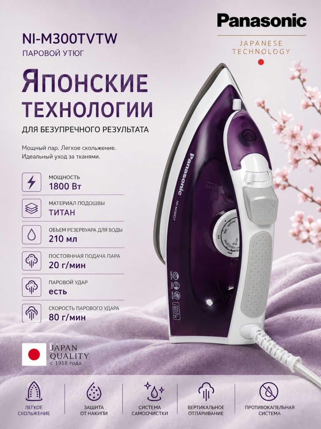 Утюг Panasonic NI-M300TVTW фиолетовый