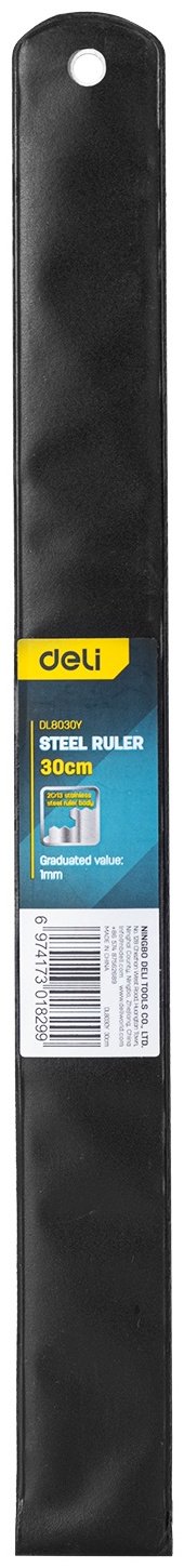 Линейка DELI DL8030y, 30 см, 1 шт, металл, серебристый купить,NaN