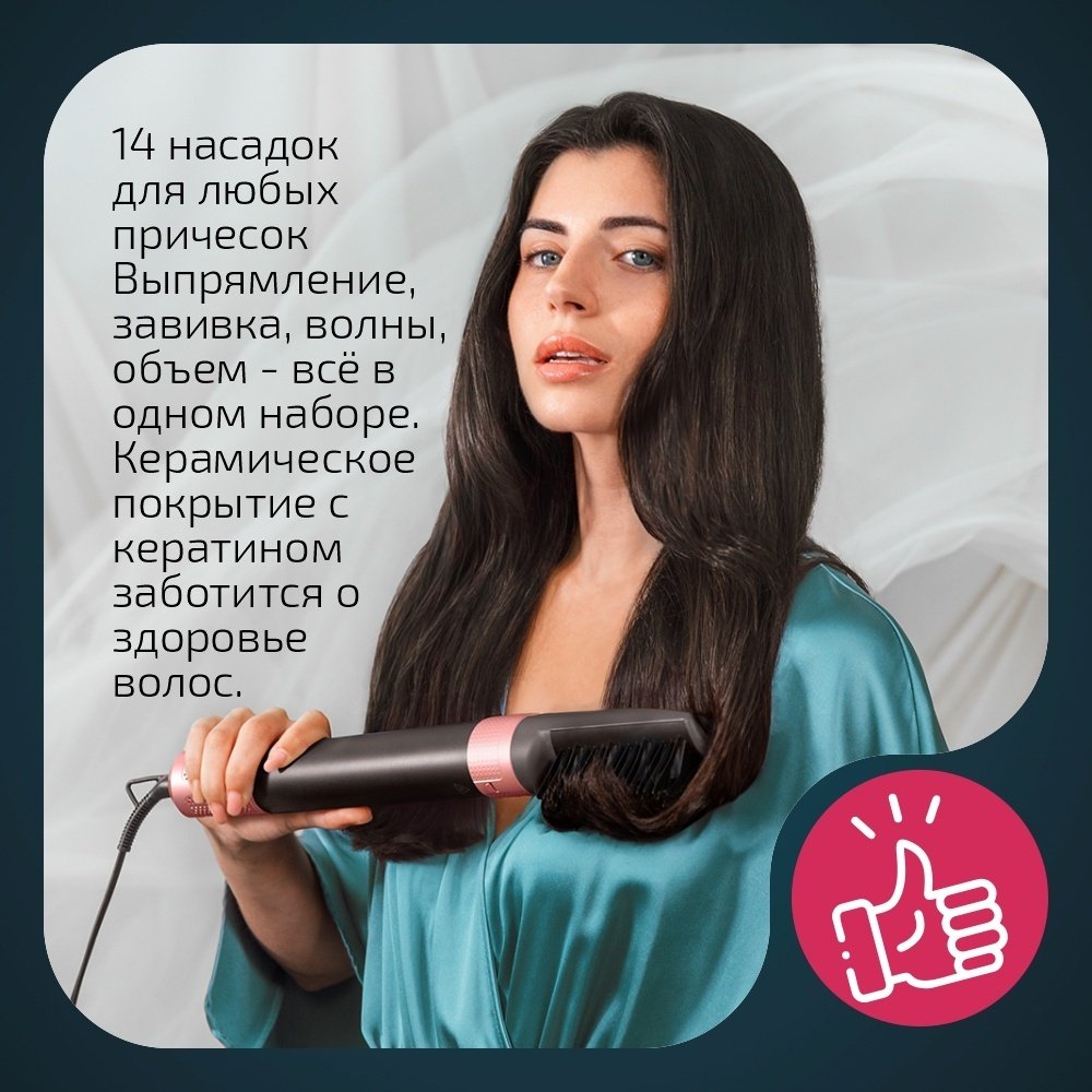 Cecotec CeramicCare AirGlam (14в1) стайлер черный