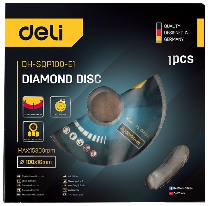 Диск отрезной алмазный 100x6х7.5 мм, DELI DH-SQP100-E1 купить,1030
