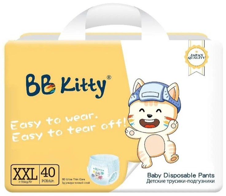 Подгузники-трусики BB Kitty Premium XXL, 40 шт купить,NaN