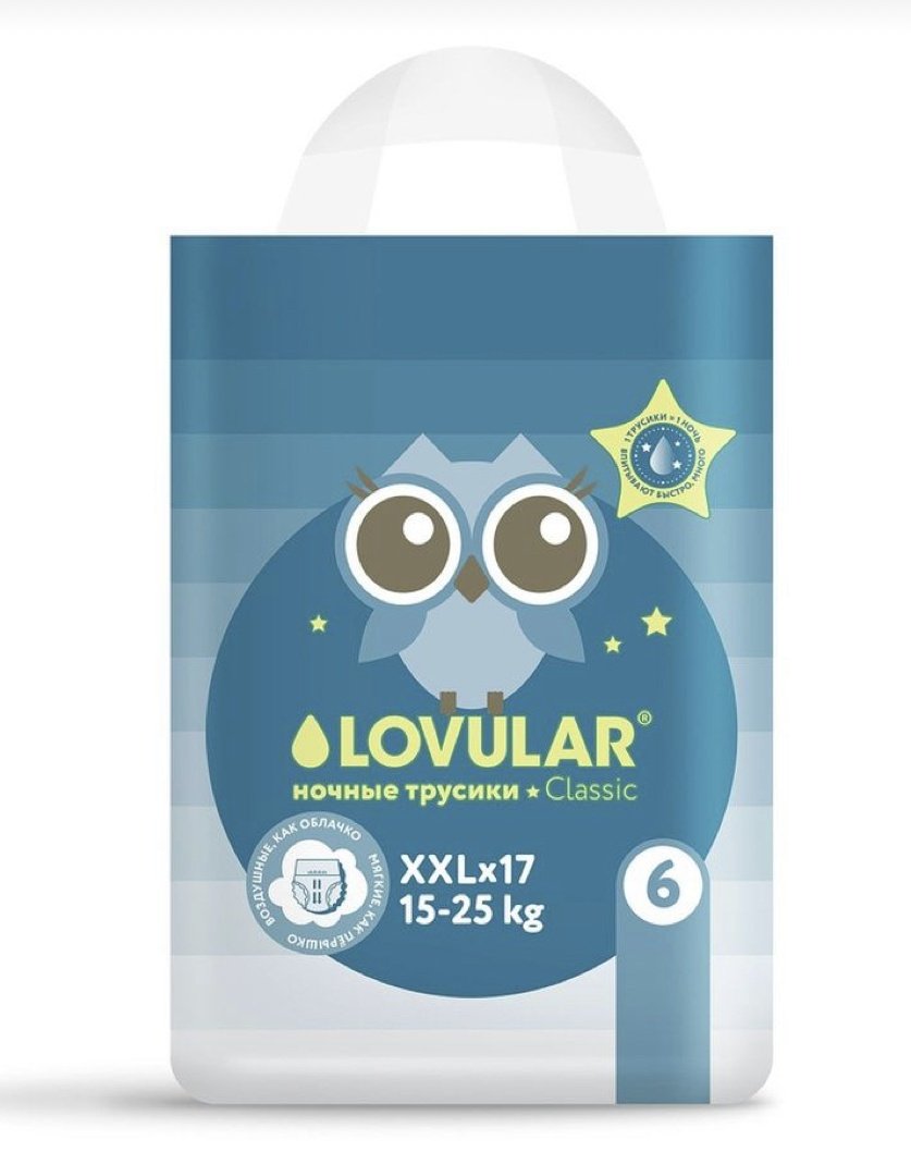 Подгузники-трусики LOVULAR XXL, 17 шт