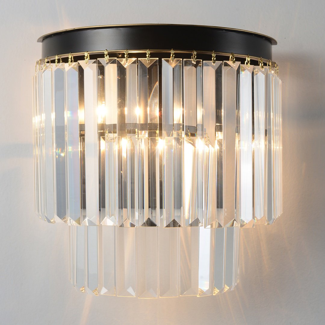 Бра настенный Crystal Lux E14, черный, золотистый, прозрачный купить,NaN