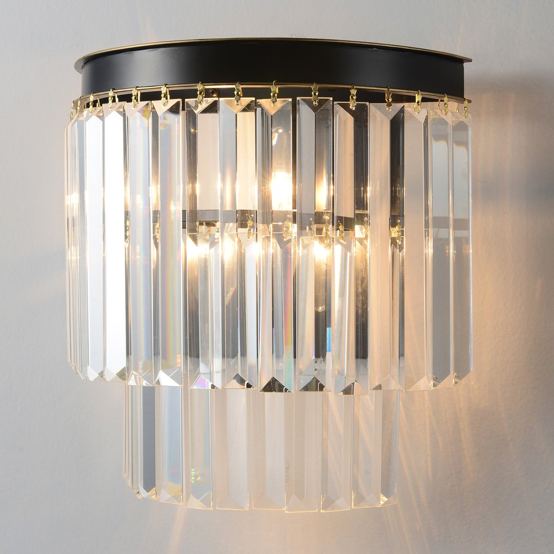 Бра настенный Crystal Lux E14, черный, золотистый, прозрачный купить,NaN
