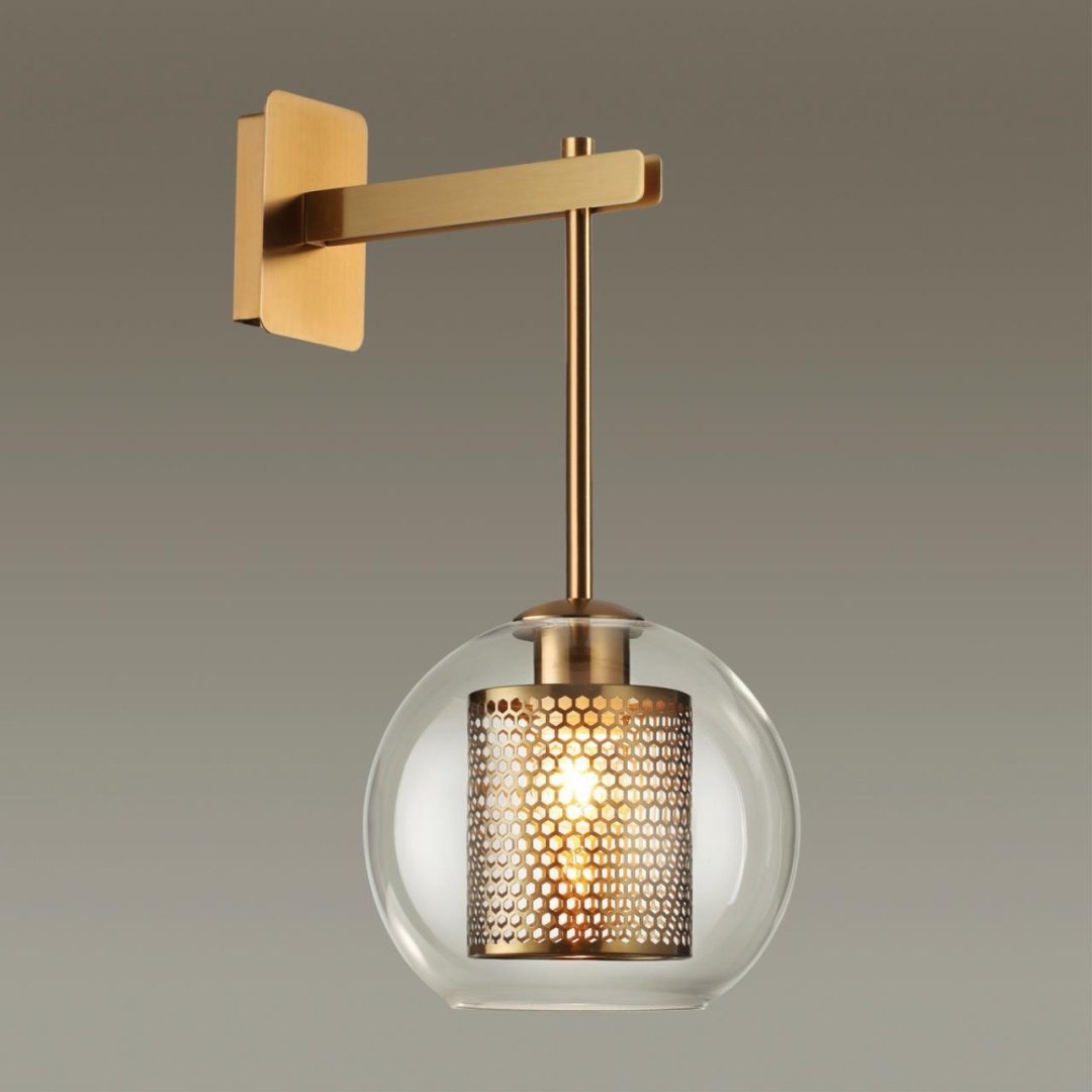 Бра настенный Odeon Light E27, бронза, прозрачный купить,NaN