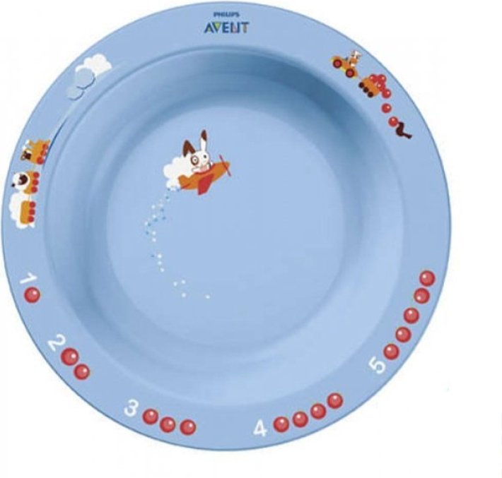 Тарелка Philips Avent SCF704/01 , пластик/силикон, голубой купить,0