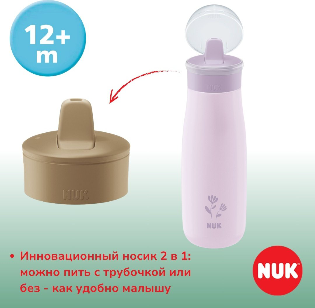 Поильник-непроливайка NUK 10225329 Mini-Me Цветок, 500 мл, пластик, металл купить,NaN