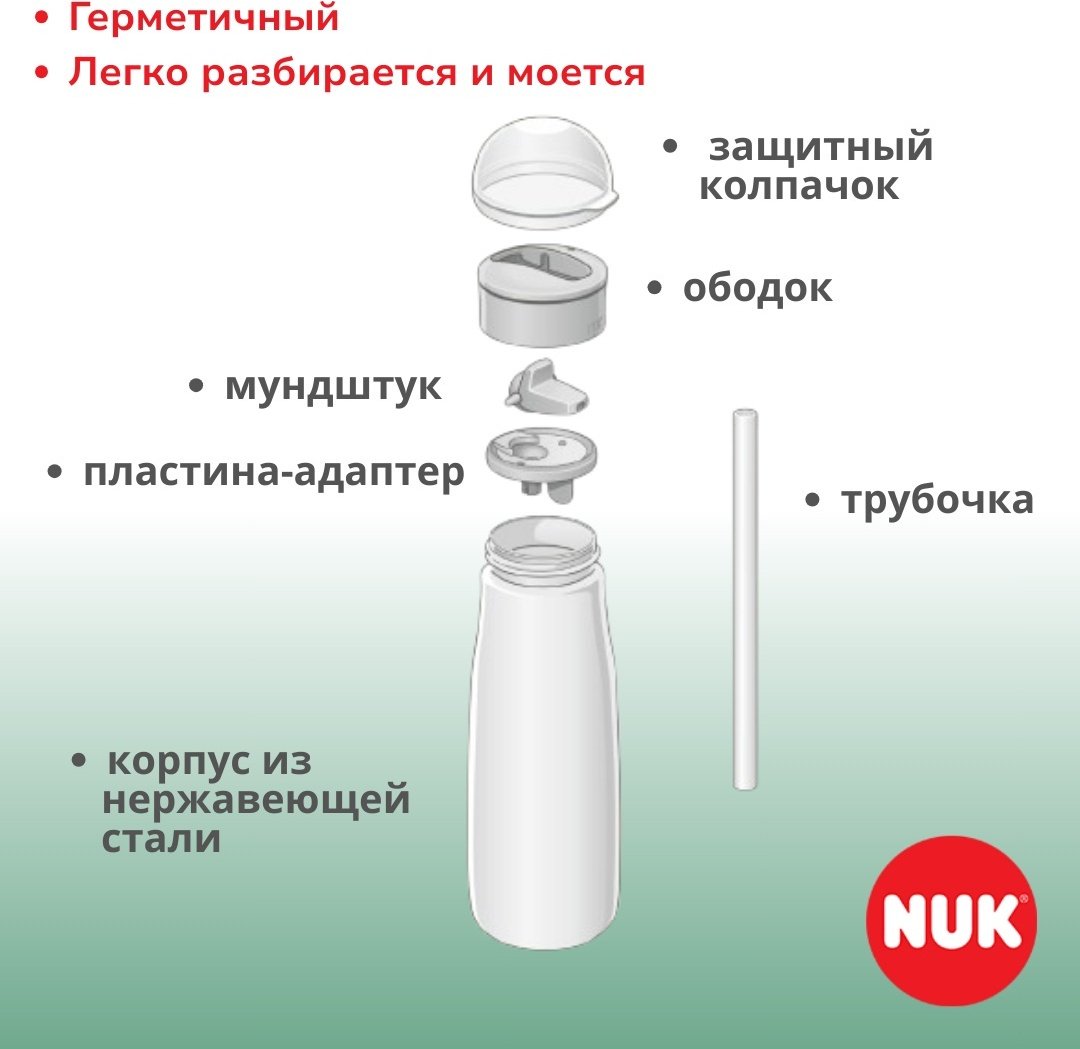 Поильник-непроливайка NUK 10225329 Mini-Me Цветок, 500 мл, пластик, металл купить,0