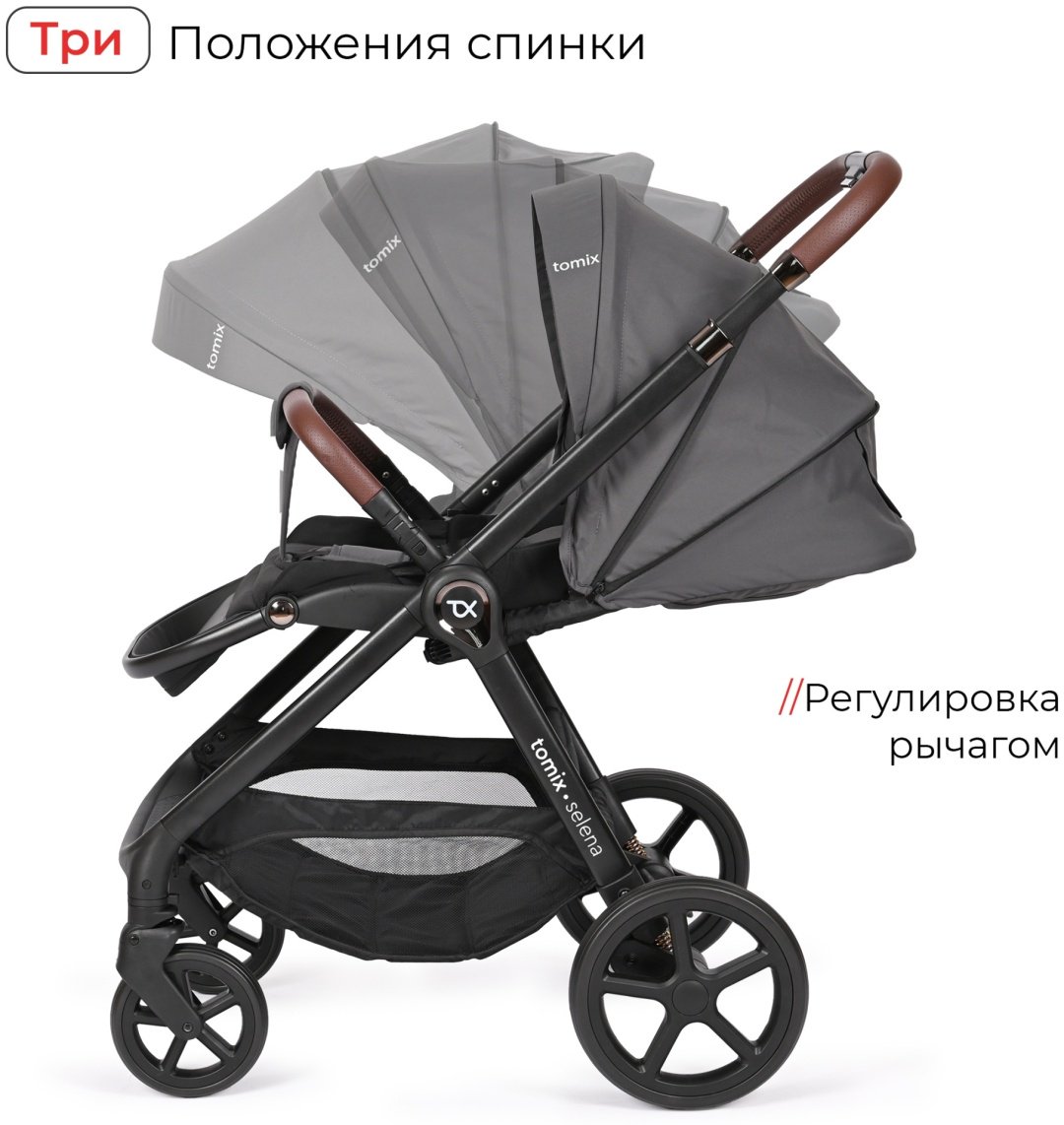 Коляска универсальная 3 в 1 TOMIX SELENA 3IN1, серый купить,0