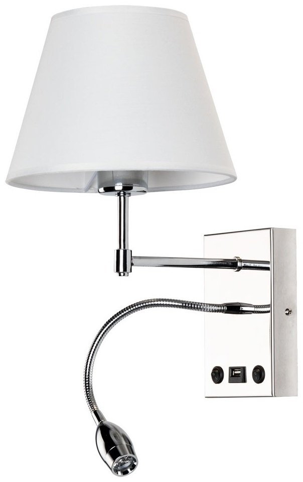 Бра настенный Arte Lamp E27, белый, серебристый купить,NaN