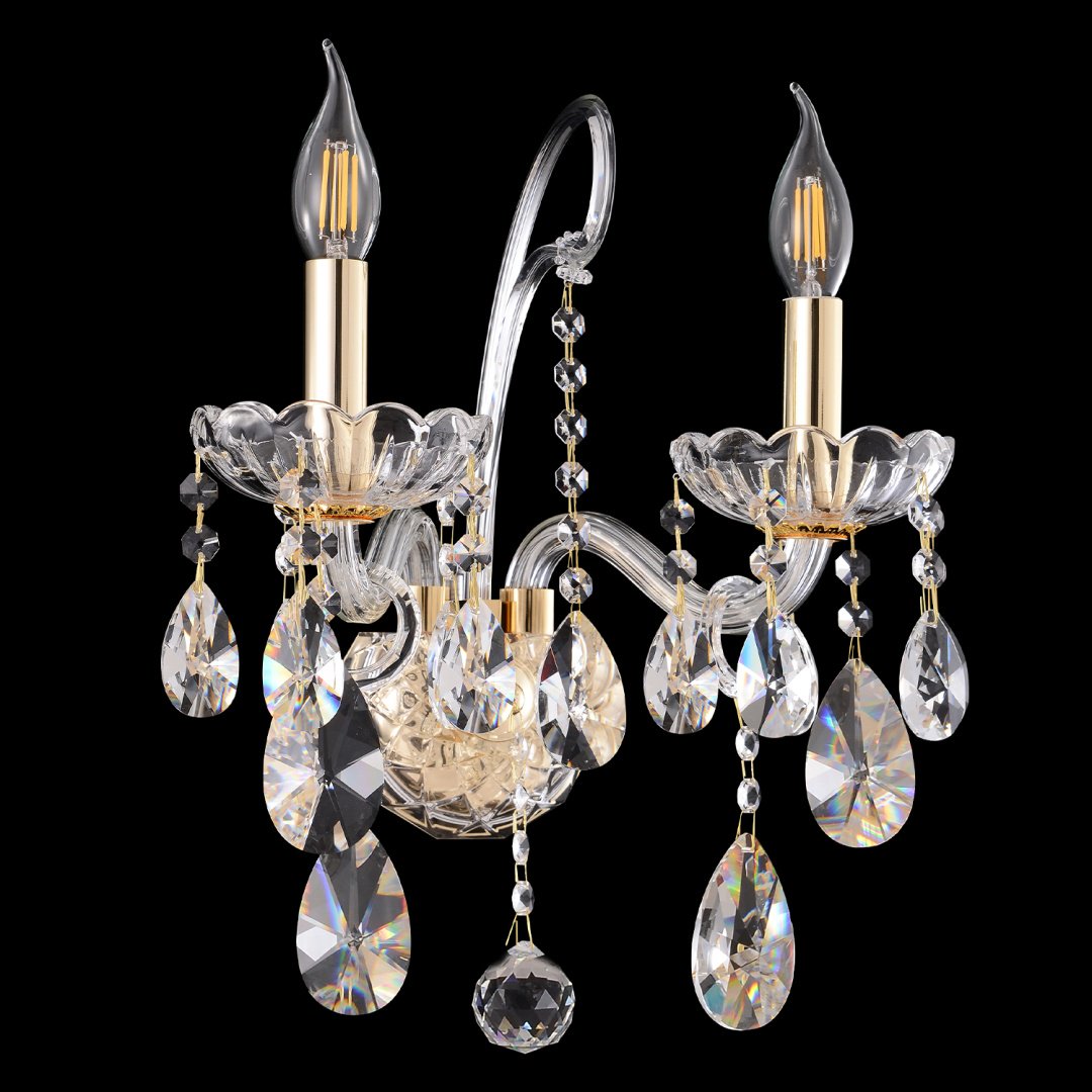 Светильник настенный Crystal Lux E14 60 Вт золотистый, прозрачный купить,NaN