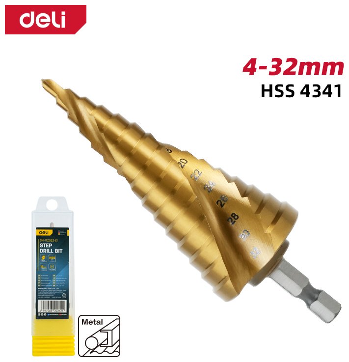 Сверло DELI ступенчатое DH-JTZ032-E1 32 мм, 1 шт.