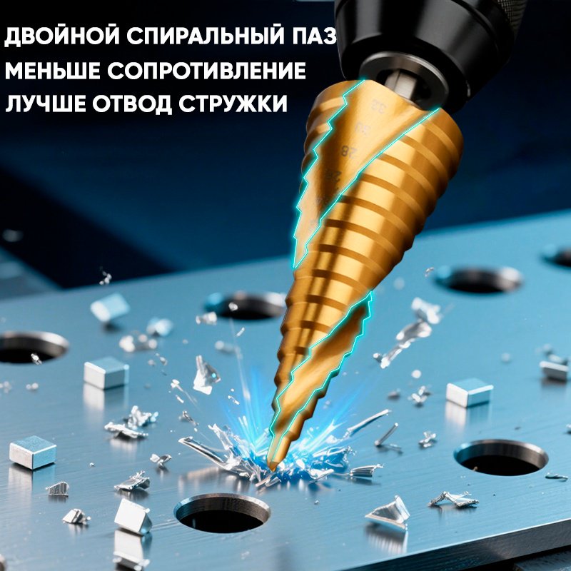Сверло DELI ступенчатое DH-JTZ032-E1 32 мм, 1 шт.