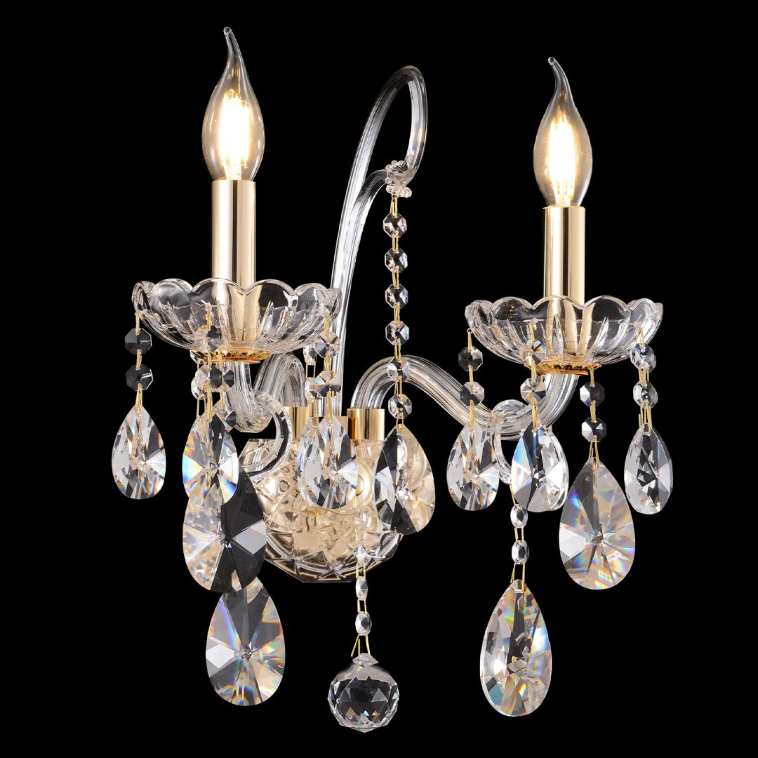 Светильник настенный Crystal Lux E14 60 Вт золотистый, прозрачный купить,NaN