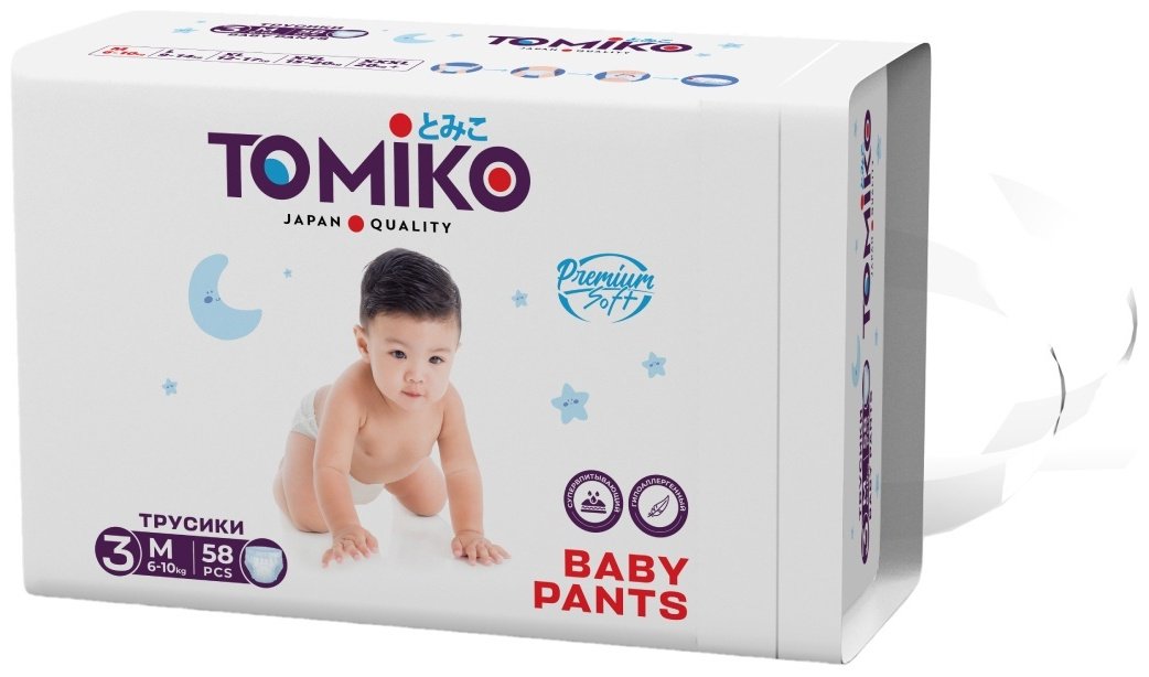 Подгузники-трусики Tomiko M, 58 шт