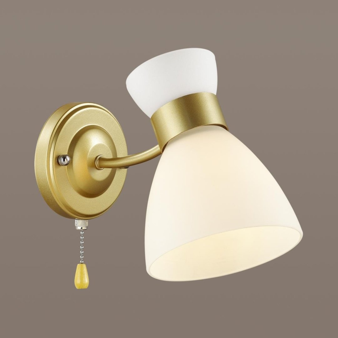 Бра настенный Lumion E27, золотистый, белый купить,NaN