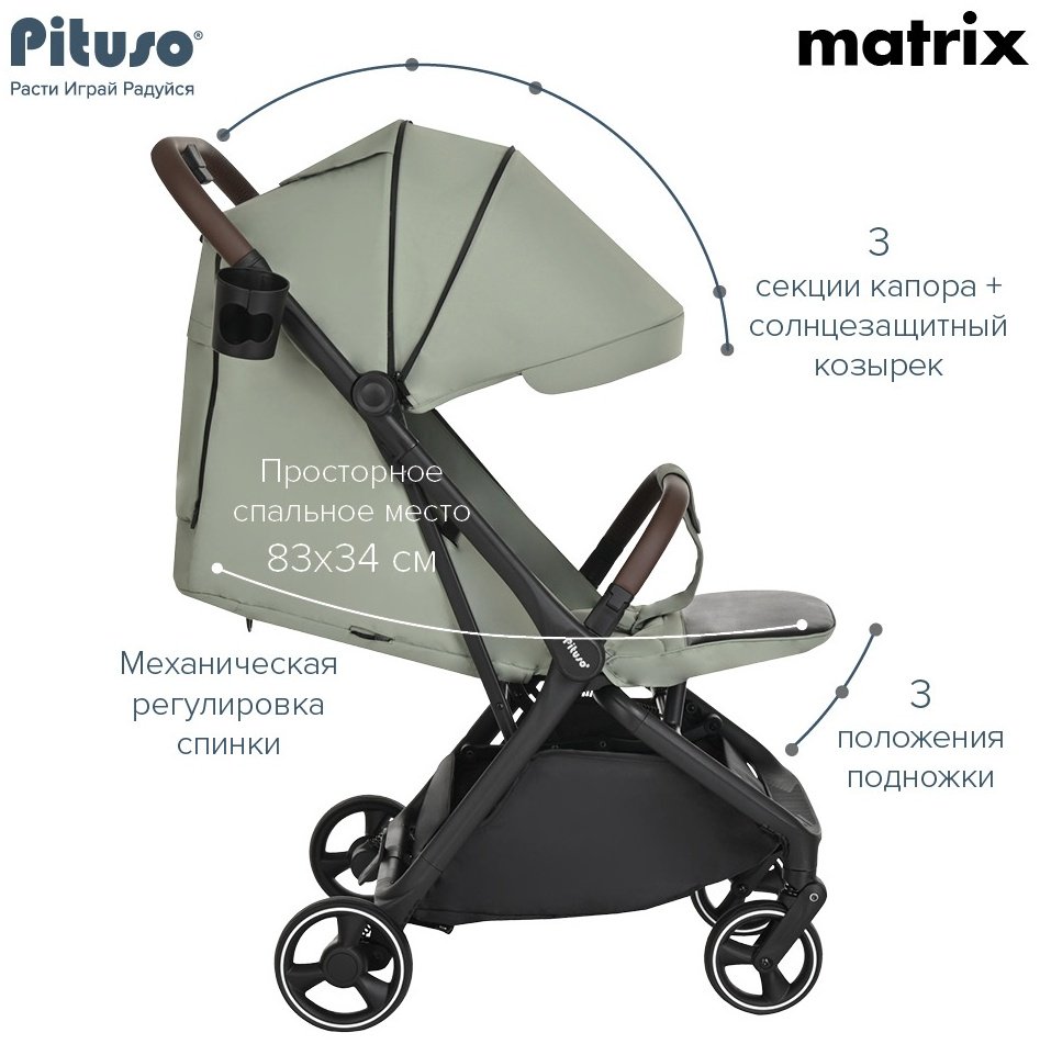 Коляска прогулочная Pituso MATRIX A19, зеленый - ForteMarket Коляска прогулочная Pituso MATRIX A19, зеленый купить,97000