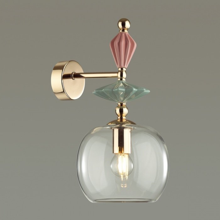 Бра настенный Odeon Light E14, золотистый, прозрачный купить,NaN