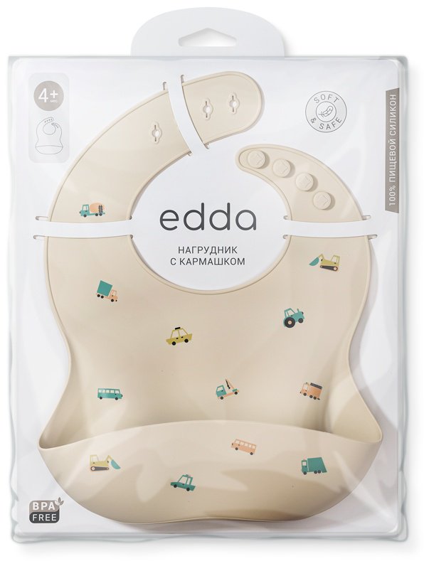 Нагрудник edda Машинки, мин. возраст 4 месяца, 1 шт купить,0