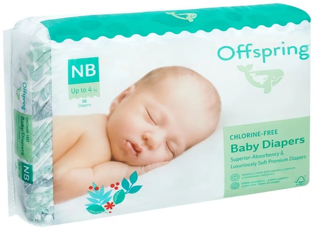 Подгузники Offspring NB, 56 шт - ForteMarket Подгузники Offspring NB, 56 шт купить,0