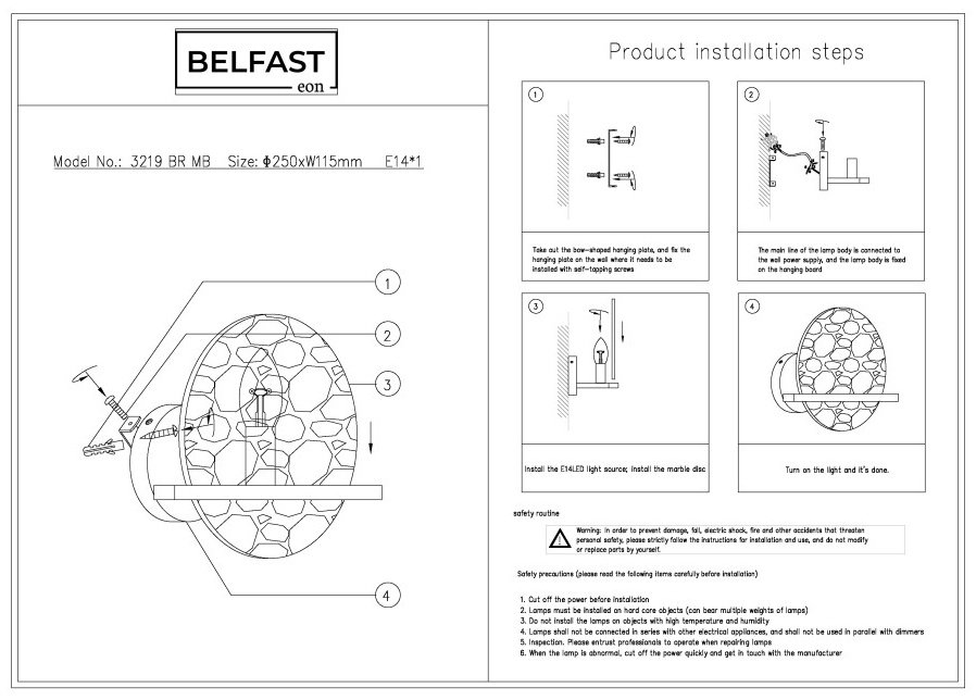 Светильник настенный Belfast E14 золотистый купить,NaN